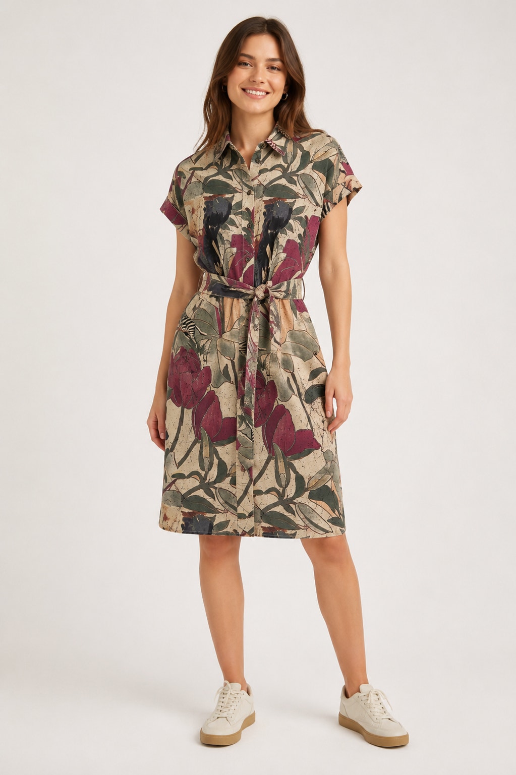 Desigual Etnican Zebra Flower Shirt Dress Womens Size Small New Safari Floral
